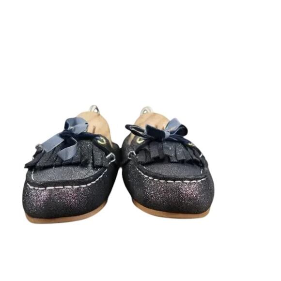 Sperry Shoes Women 6 Moccasin Flats Slip On Leather Metallic Shimmer Slipper Bow - Picture 4 of 14